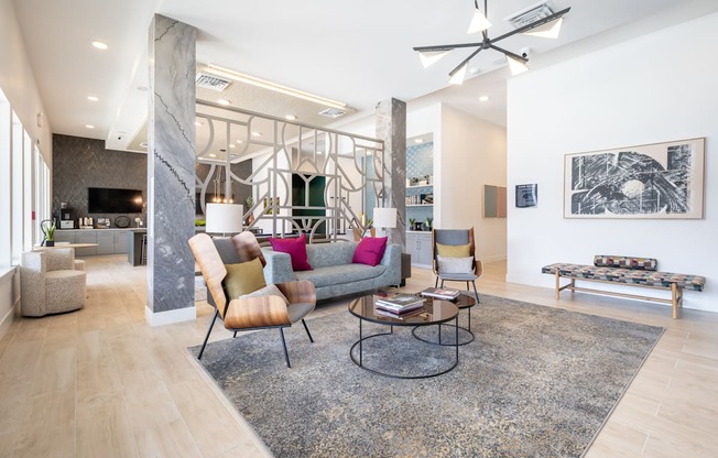 a living room with a couch and a coffee table