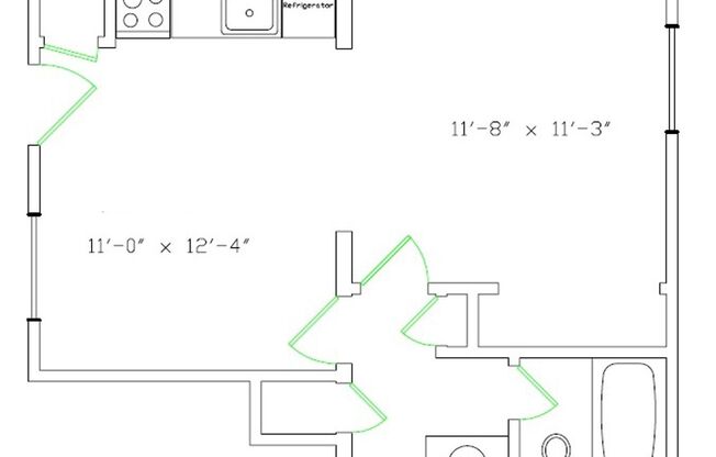 Studio, 1 bath, 400 sqft, $1,200, Unit 118
