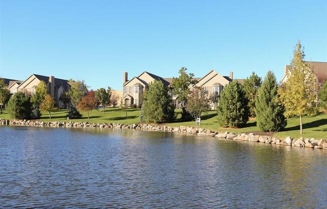 View of Stone Ridge Estates villas along the private community pond