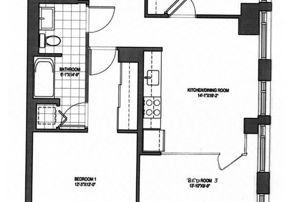 3 beds, 1 bath, 950 sqft, $4,800, Unit 706