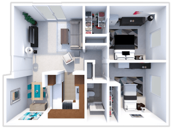 2 beds, 1 bath, 879 sqft, $1,505