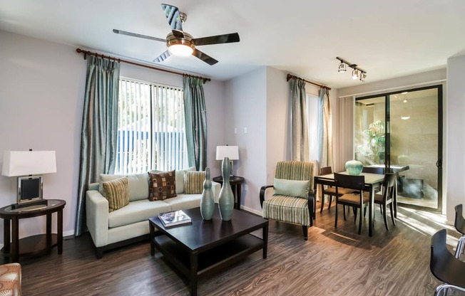 Avora apartments living room with hardwood-inspired flooring