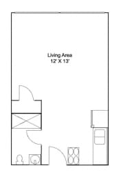 Studio, 1 bath, 500 sqft, $876