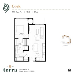 1 bed, 1 bath, 753 sqft, $1,630