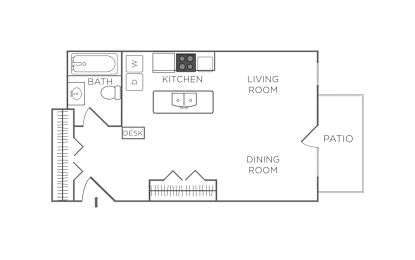 Studio, 1 bath, 565 sqft, $1,050