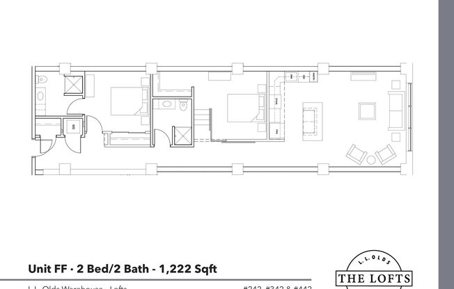 2 beds, 2 baths, 1,222 sqft, $2,975, Unit 342
