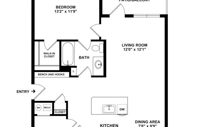 1 bed, 1 bath, 792 sqft, $1,510
