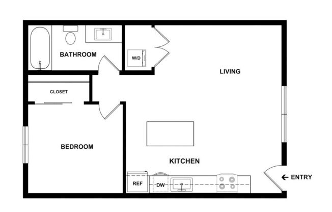 1 bed, 1 bath, 660 sqft, $2,295