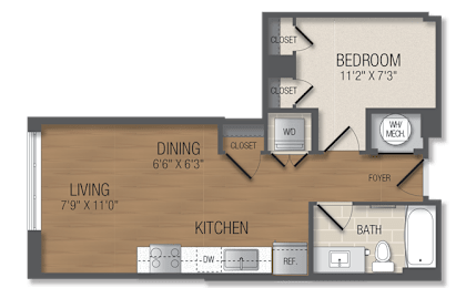 Studio, 1 bath, 526 sqft, $2,458