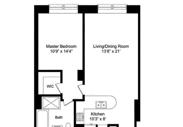 1 bed, 1 bath, 805 sqft, $6,500, Unit 14D