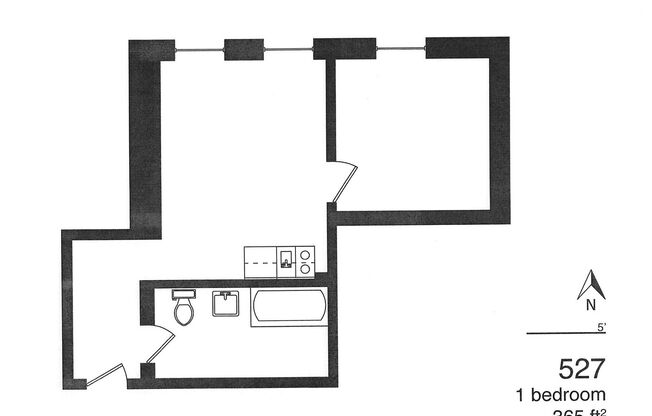 1 bed, 1 bath, 350 sqft, $595, Unit 527