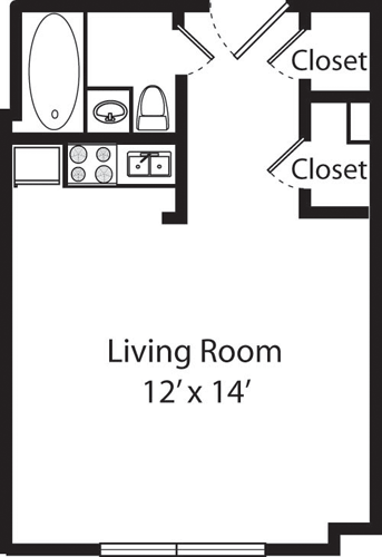 Studio, 1 bath, 340 sqft, $3,315, Unit 06D