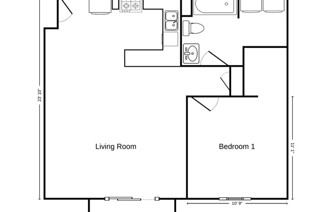 1 bed, 1 bath, 665 sqft, $935, Unit ME 2301-13