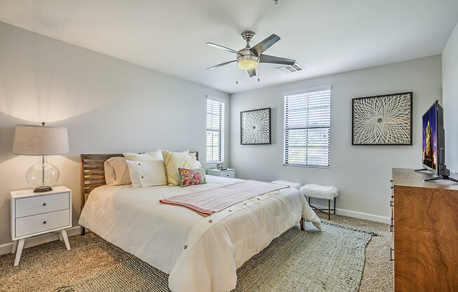 Step into comfort at The Michael B: Freshly painted walls, updated carpet, and a soothing ceiling fan make every moment serene.at The Michael B Townhomes and Flats, Las Vegas, 89148