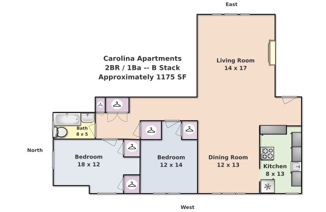 2 beds, 1 bath, 1,175 sqft, $1,800, Unit B2