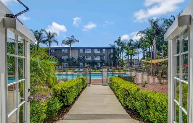 Walkway to pool from the recreation room