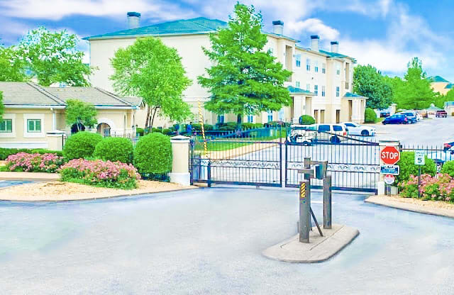 Gated entry front Estancia Apartments south Tulsa Oklahoma