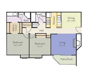 2 beds, 2 baths, 920 sqft, $1,740