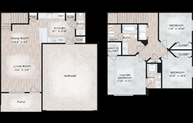 3 beds, 2.5 baths, 1,271 sqft, $1,570