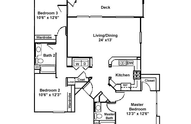 3 beds, 2 baths, 1,355 sqft, $3,290, Unit 2128