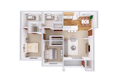 2 beds, 2 baths, 1,057 sqft, $1,723