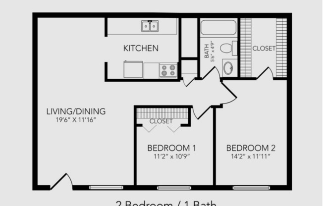 2 beds, 1 bath, 900 sqft, $1,200, Unit 1601