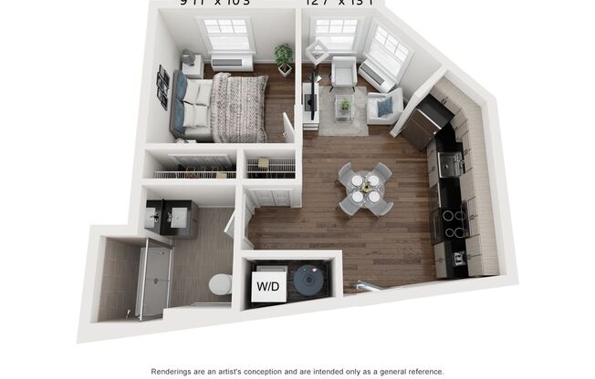 1 bed, 1 bath, 489 sqft, $2,125, Unit 327