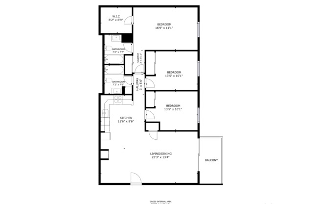 3 beds, 2 baths, 1,130 sqft, $1,875, Unit 5564-03