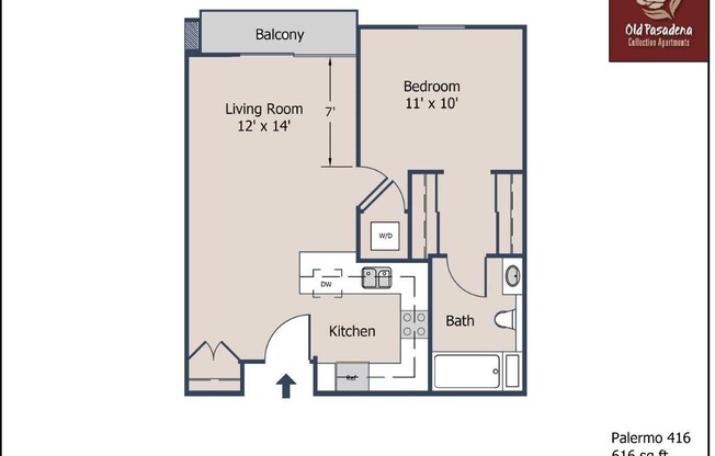 1 bed, 1 bath, 604 sqft, $2,950, Unit 416 P