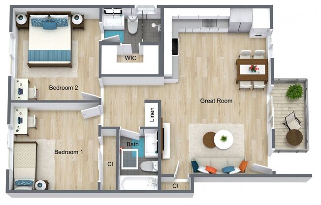 2 beds, 2 baths, 856 sqft, $2,927, Unit 602