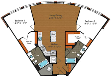 2 beds, 2 baths, 1,192 sqft, $2,702
