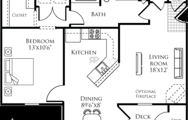 1 bed, 1 bath, 743 sqft, $1,290