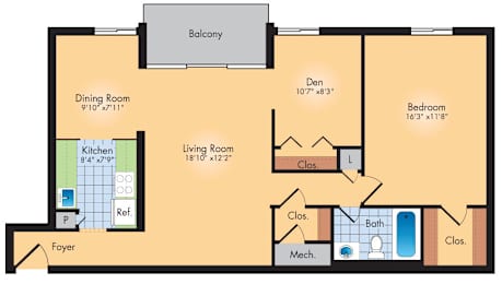 1 bed, 1 bath, 941 sqft, $1,423