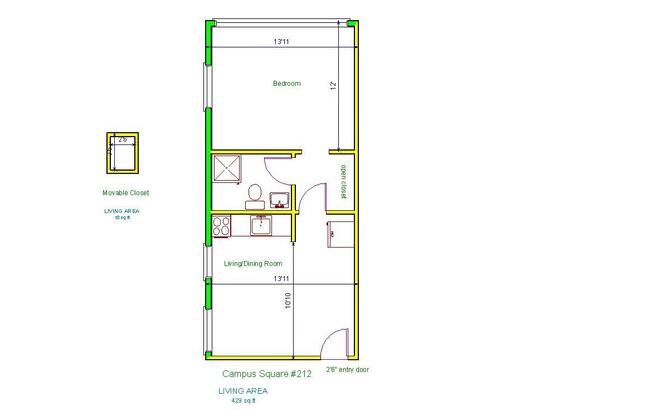 1 bed, 1 bath, 450 sqft, $1,170, Unit 212