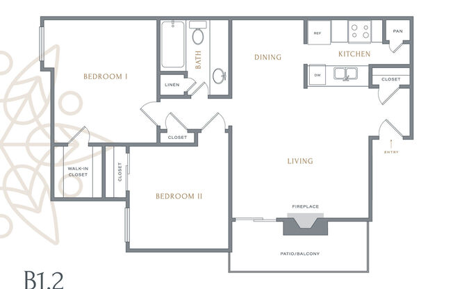 2 beds, 1 bath, 826 sqft, $1,621
