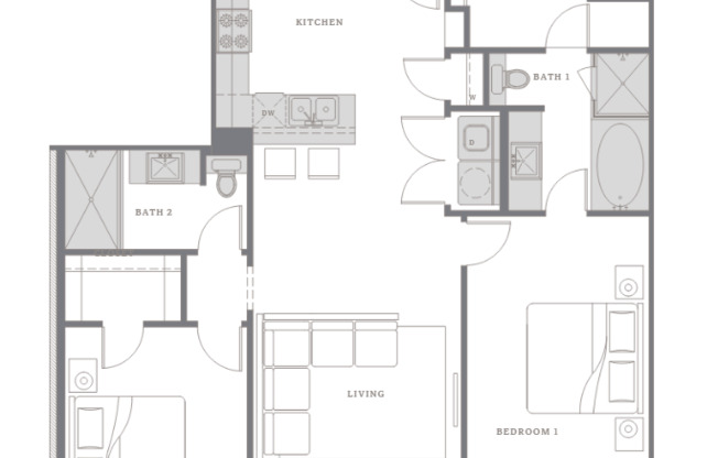 2 beds, 2 baths, 1,227 sqft, $1,899