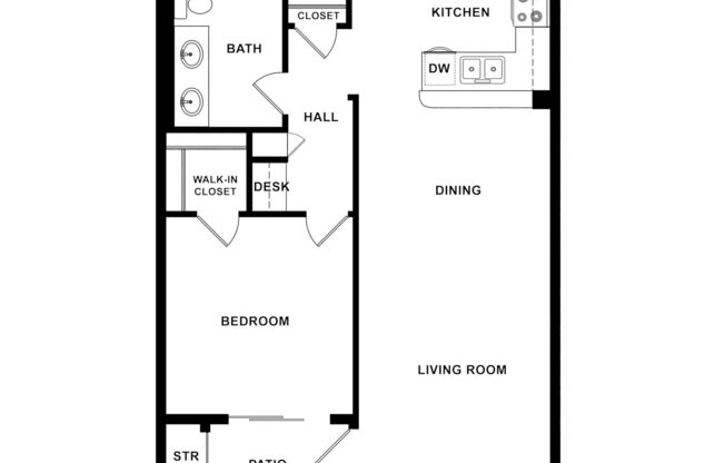 1 bed, 1 bath, 804 sqft, $1,565