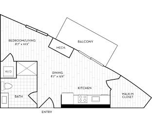 Studio, 1 bath, 548 sqft, $2,800