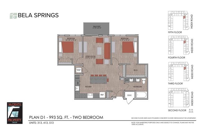 2 beds, 1 bath, 993 sqft, $2,150, Unit 513