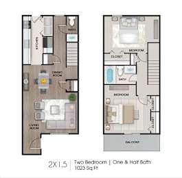 2 beds, 1.5 baths, 1,023 sqft, $1,674