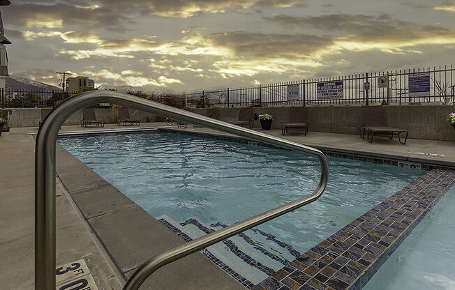 photo of the swimming pool and hot tub at The Lotus Apartments in Downtown Salt Lake City, Utah