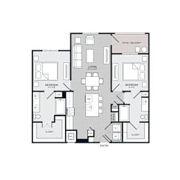 2 beds, 2 baths, 1,076 sqft, $1,558