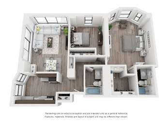 2 beds, 2 baths, 1,181 sqft, $3,200