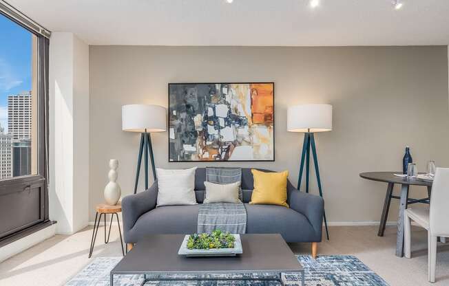 Living and dining area at Columbus Plaza, Illinois