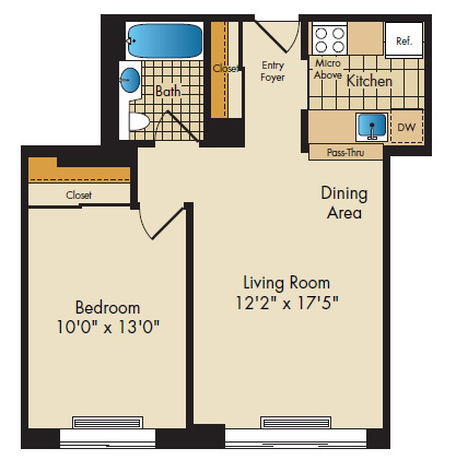 1 bed, 1 bath, 735 sqft, $5,461, Unit 5A