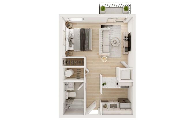 Studio, 1 bath, 448 sqft, $1,550, Unit C102