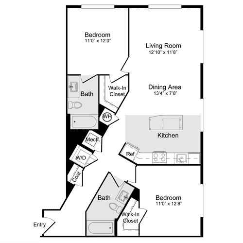 2 beds, 2 baths, 1,094 sqft, $3,029, Unit 421