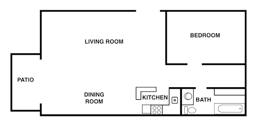  Floor Plan 1 bedroom B