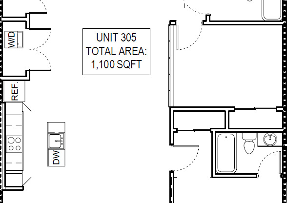 2 beds, 2 baths, 1,100 sqft, $1,770, Unit 305