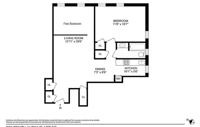 2 beds, 1 bath, 814 sqft, $4,350, Unit 6C